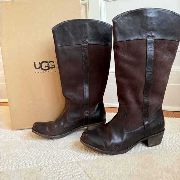 Authentic UGG Australia Cassis brown leather riding boot. Women's 8.5 - Picture 2 of 9